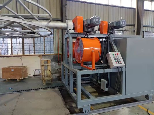 A gas-heated rotational molding machine with remote control operation.  Automatic 2-Arm Rotational Molding Machine